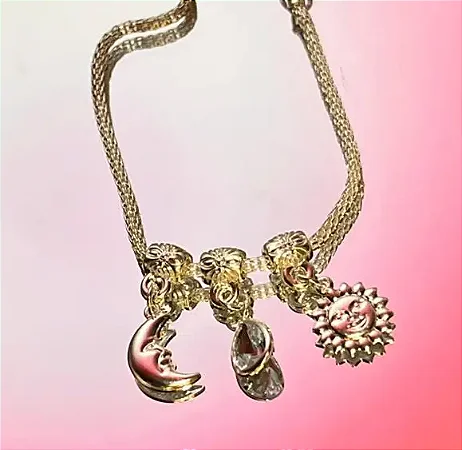 Pulseira patuá lune banhada a prata