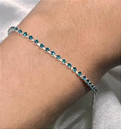 Pulseira strass azul acqua