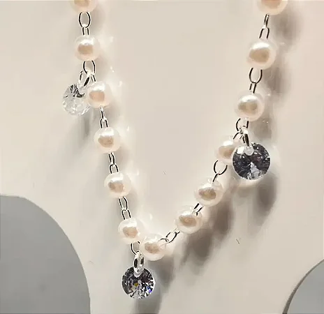 Choker pérola + cristais