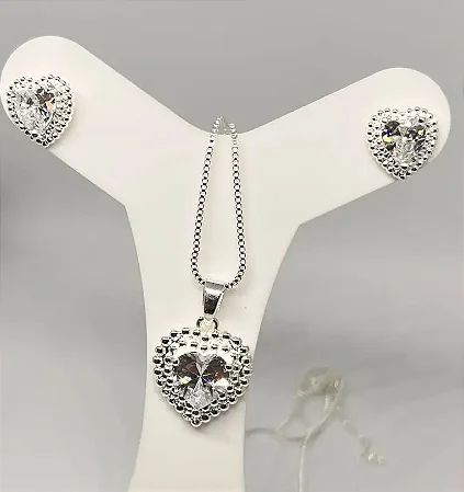 Conjunto coração cristal + bolinhas