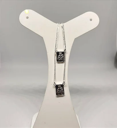 Escapulário Mini Estamparia em Prata