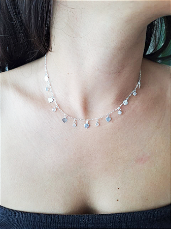 Colar Medalha Corações Zircônia Cristal