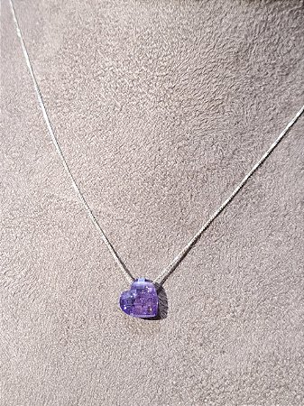 Colar Coração Zircônia Lapidado Lilás