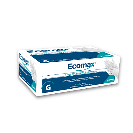 LUVAS DE LÁTEX PARA PROCEDIMENTOS TAMANHO G - ECOMAX - 100 UNIDADES