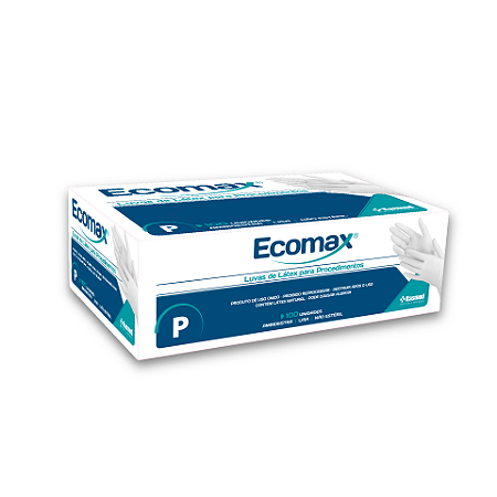 LUVAS DE LÁTEX PARA PROCEDIMENTO TAMANHO P - ECOMAX - 100 UNIDADES