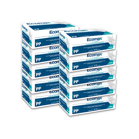 10 CARTUCHOS DE LUVAS DE LÁTEX PARA PROCEDIMENTO TAMANHO PP - ECOMAX - 100 UNIDADES