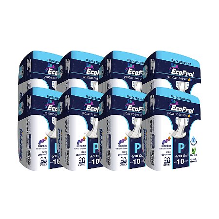 KIT 08 FRALDAS GERIÁTRICAS ECOFRAL - TAMANHO P - USO ADULTO - 10 UNIDADES