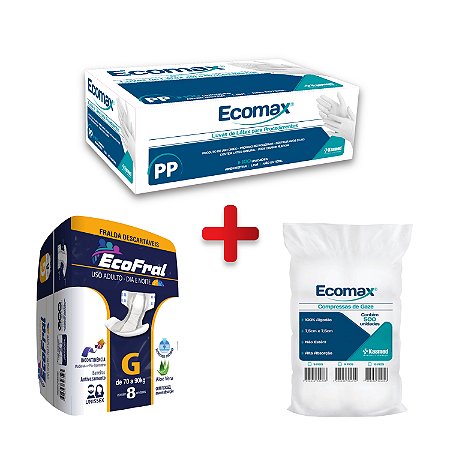 KIT CUIDADOS CONTÍNUOS - FRALDA, LUVA E COMPRESSA DE GAZE
