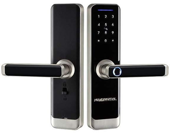 FECHADURA INTELIGENTE COM BIOMETRIA PRATA  NOVA DIGITAL