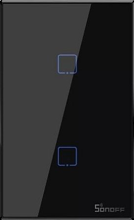INTERRUPTOR INTELIGENTE TOUCH TX T3US2C 2 TECLAS PRETO SONOFF