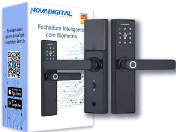 FECHADURA INTELIGENTE COM BIOMETRIA PRETA  NOVA DIGITAL