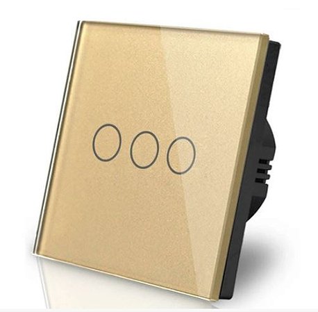 INTERRUPTOR INTELIGENTE TOUCH WI-FI 3 CANAIS DOURADO NOVA DIGITAL