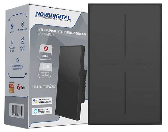 INTERRUPTOR INTELIGENTE ZIGBEE 4X2 FULL SWITCH LINHA TOPÁZIO  NOVA DIGITAL