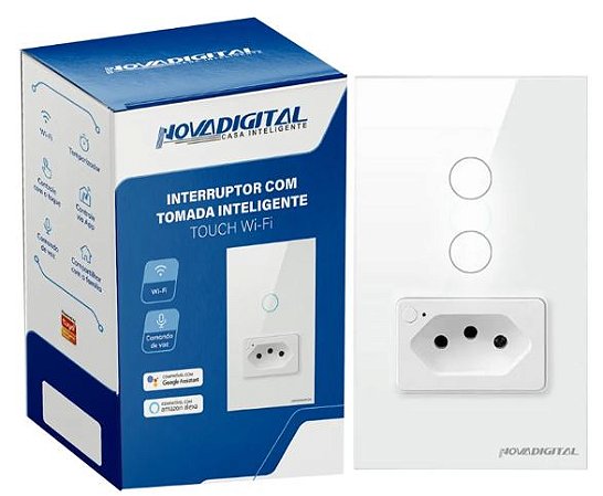 INTERRUPTOR COM TOMADA INTELIGENTE TOUCH WI-FI NOVA DIGITAL
