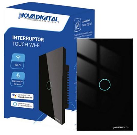 INTERRUPTOR INTELIGENTE TOUCH WI-FI SIMPLES PRETO NOVA DIGITAL