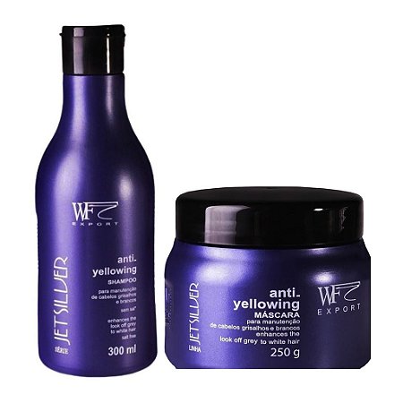 Kit Shampoo + Máscara Antiamarelamento para Cabelos Brancos, Loiros e Grisalhos WF Jet Silver 550ml