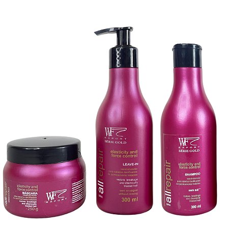 Kit 3 Peças Tratamento para Cabelos Quimicamente Tratados All Repair WF 850ml