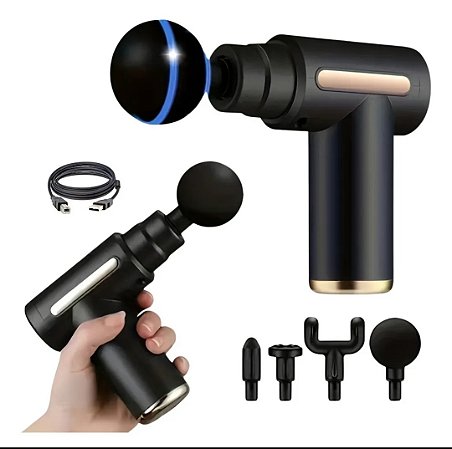 MASSAGEADOR ELÉTRICO PISTOLA PROFISSIONAL SEM FIO FASCIAL GUN BIVOLT RECARREGÁVEL