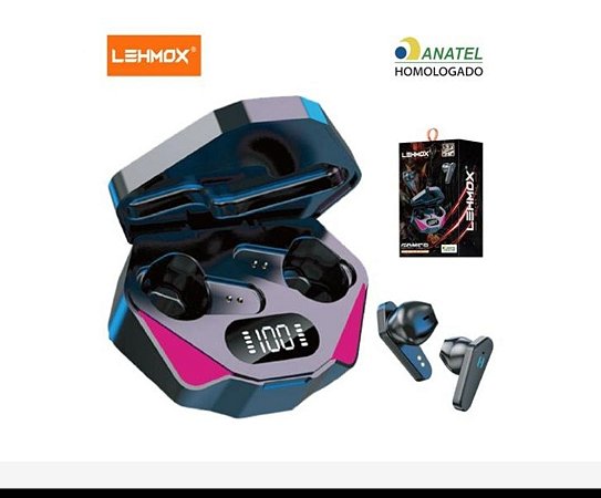 FONE DE OUVIDO GAMER BLUETOOTH V5.3 COM DISPLAY LEHMOX LEF-GM12