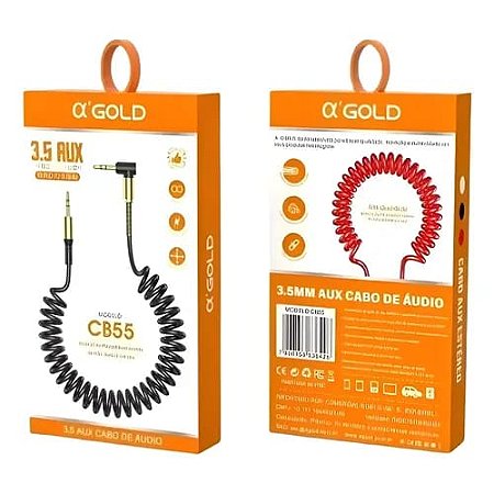 CABO de ÁUDIO AUXILIAR P2 P2 3.5mm Espiral A'GOLD CB55