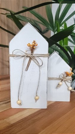 Conjunto 2 Casinhas de Madeira - Branca