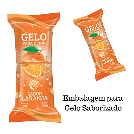 01 PACOTE (175 Unid.) 9x21 Embalagem Higienica P/ Gelo Saborizado Perolado - Laranja