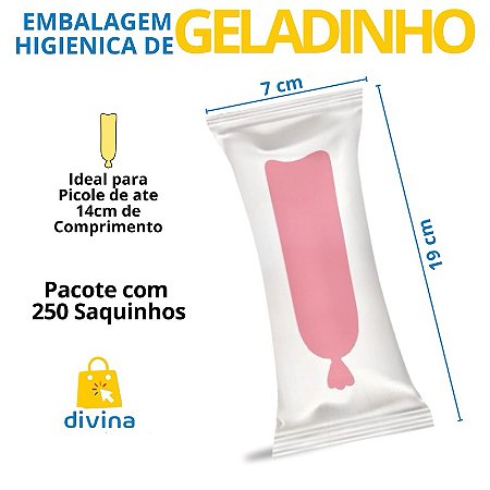 Embalagem Higiênica Geladinho 7x19cm Sacolé Dindin Chup-chup Transparente Escolha a Qtde