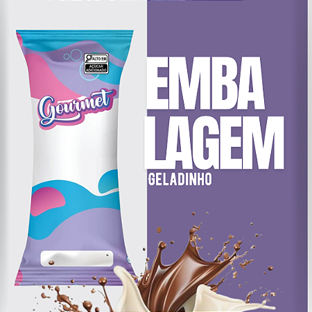 Embalagem Higiênica Geladinho 7x21cm Sacole Dindim Chup Chup Juju Picole Lilas