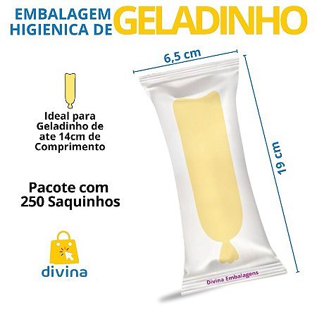 Embalagem Higiênica Geladinho 6,5x19cm Sacolé Dindin Chup-Chup Transparente Escolha a Qtde