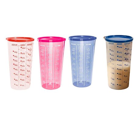 Copo Medidor Graduado 500ml c/ Tampa Preparos Geladinho Bolo Massa Receitas com Tampa Escolha Qtde