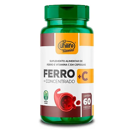 Ferro com Vitamina C Unilife 60 cápsulas