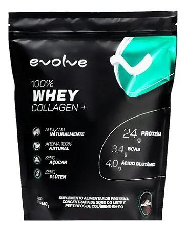 Proteína Whey Evolve 840g Sabor Baunilha Com Colágeno BCAA