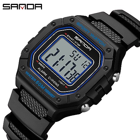 Relógio Sanda 2156 Moda Masculina Militar Resistente à Água Esporte Led Digital