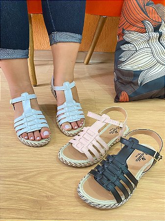 Sandália Feminina com Fivela Rasteirinha de Tiras Lançamento