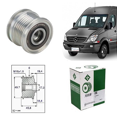 535016810 Polia Alternador 12V 220A 6Pk Roda Livre Mb Sprinter 415 515 516 Om651 12/.. Ina