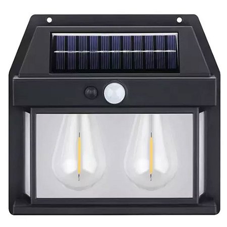 Luminária Arandela com Duas Lâmpadas Rercarregáveis Solar Com Sensor KR503