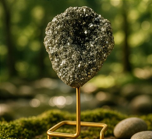Pirita no Pedestal Dourado - A Pedra da Prosperidade