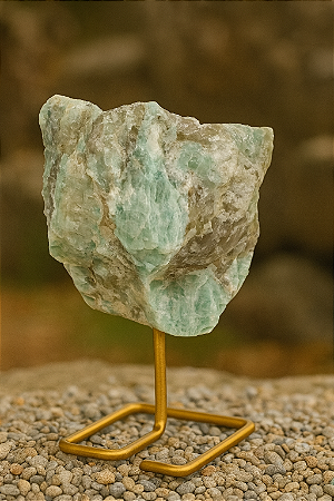 Amazonita na Base Dourada - Elegância e Harmonia