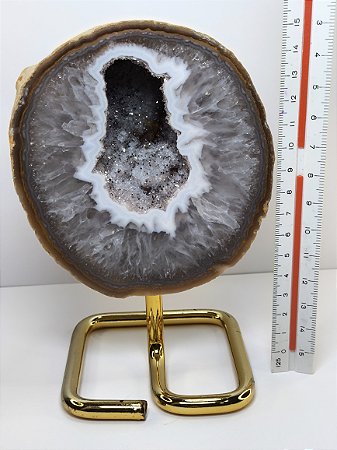 Geodo de Ágata com Base de Ferro - Decoração Elegante