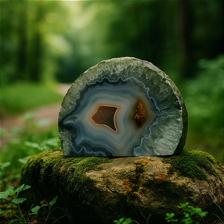 Geodo de Ágata Natural com Base Serrada