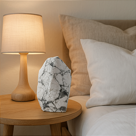 Base Plana de Howlita - Elegância Natural para sua Decoração