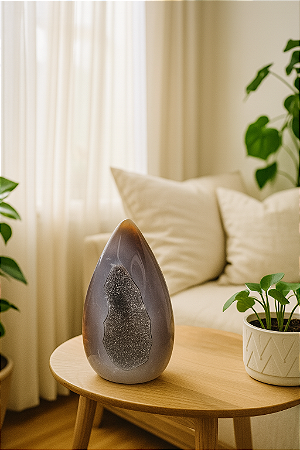 Gota em Ágata Natural - Objeto Decorativo Elegante
