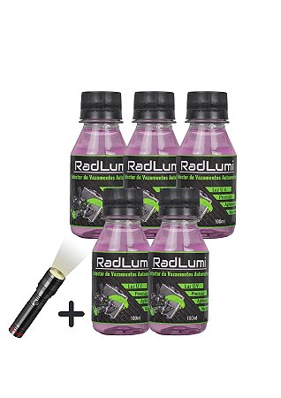 Radlumi kit com 5 unidade de 100ml cada + lanterna u.v