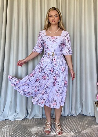 Vestido Midi Francesca Laise Branco Floral