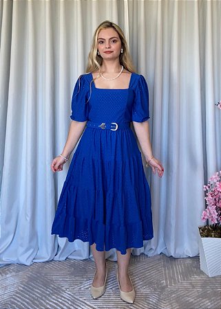 Vestido Midi Francesca Laise Azul Royal