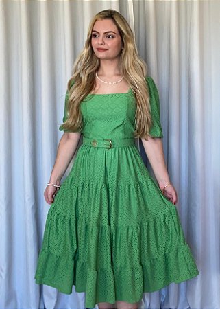 Vestido Midi Francesca Laise Verde Lima