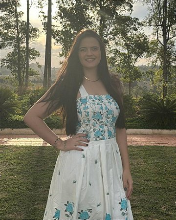 Vestido Longo Estela Floral Hortênsias