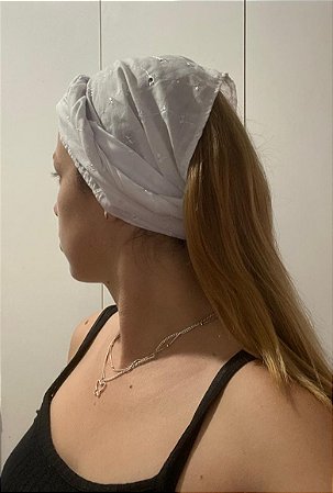 Pano de cabeça Laise umbanda, candomblé - BRANCO