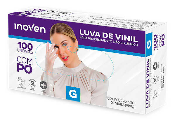 Luva Vinil Com Pó -procedimento Transparente Inoven G 100un