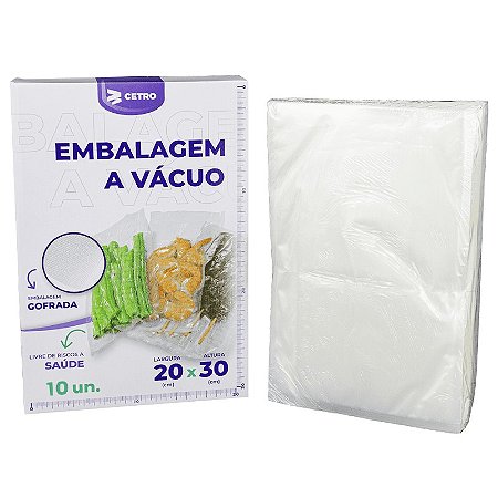 Saco a Vácuo Gofrada Cetro Transparente 20x30cm - 20 Unidades